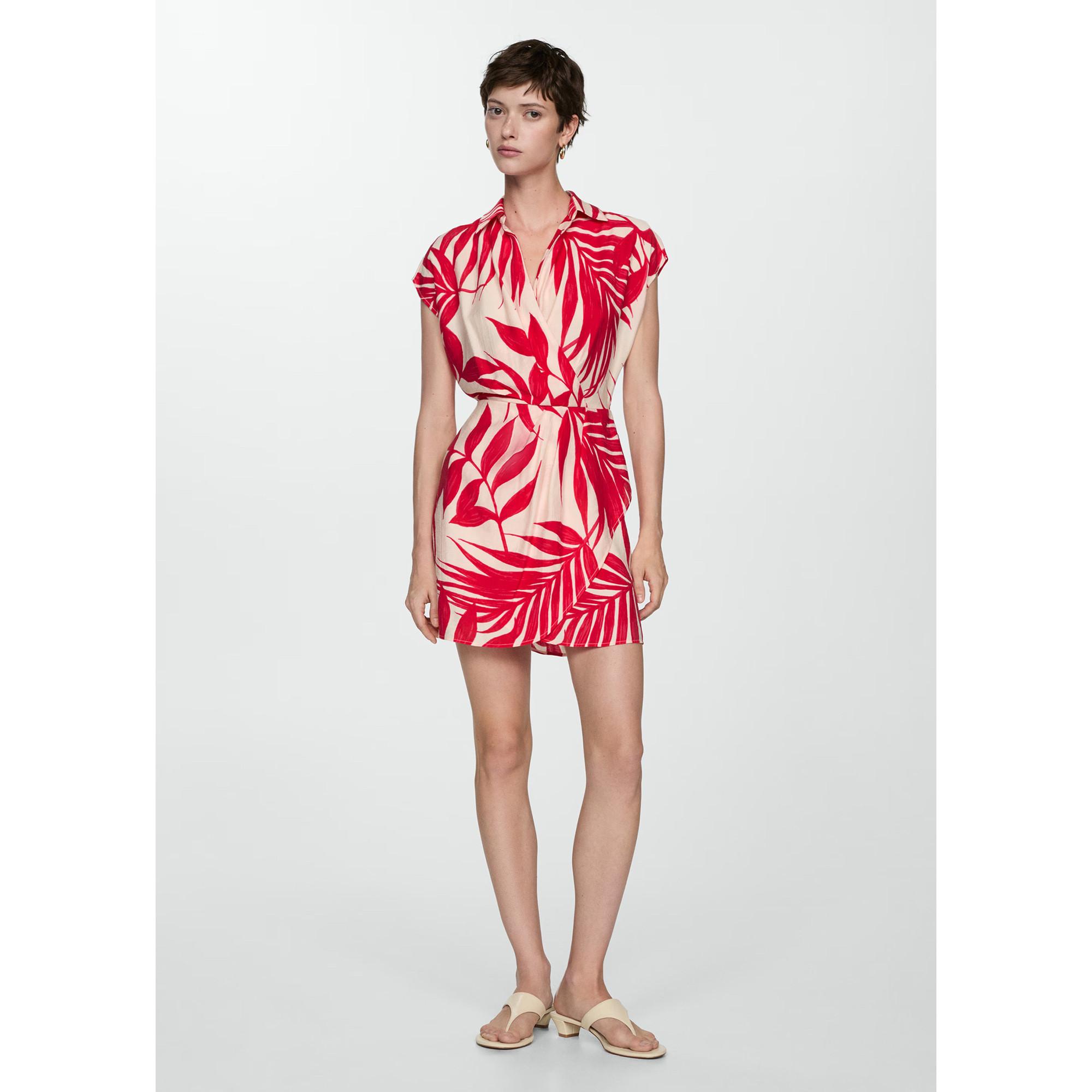 MANGO JARRY Robe Mini Imprimé Tropical Effet Cache-cœur  