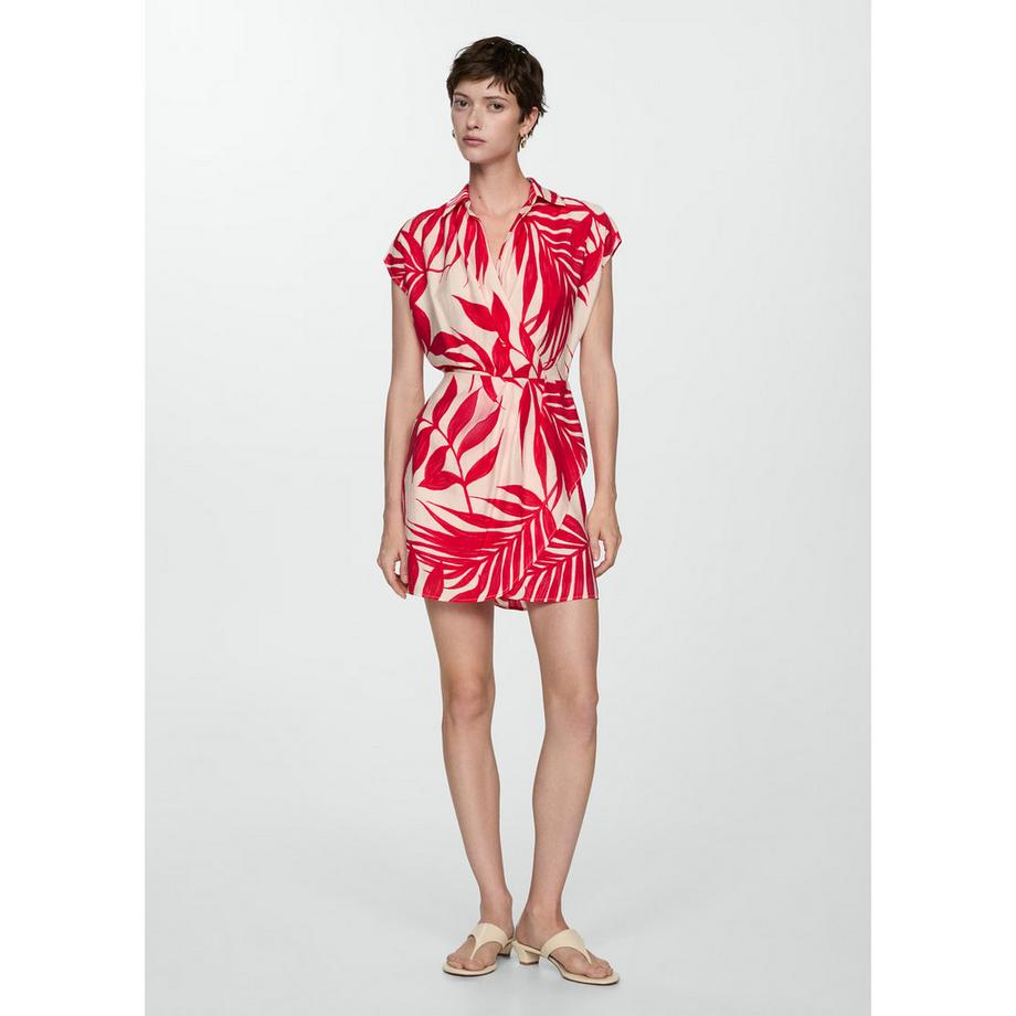 MANGO JARRY Tropical Print Wickel Minikleid  