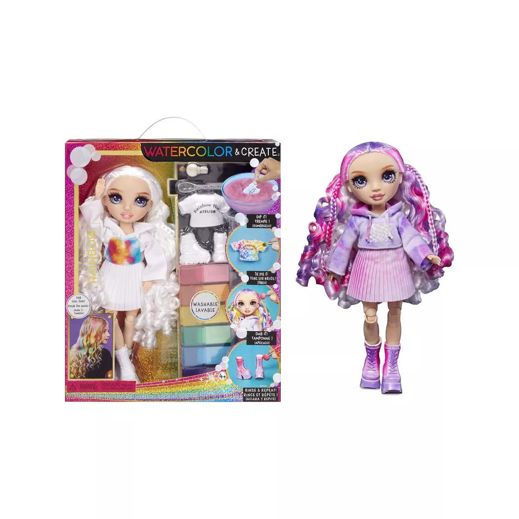 MGA - Rainbow High – WaterColor & Create Puppe, Multicolor