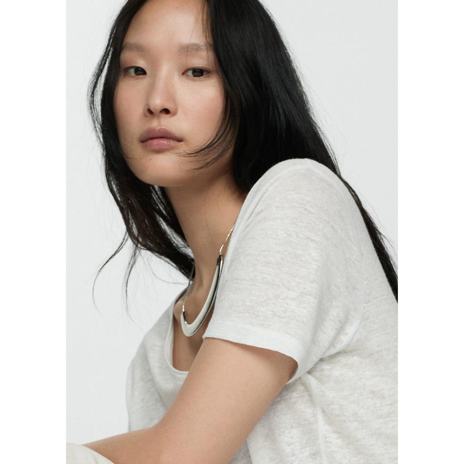 MANGO Linito V-Ausschnitt Kurzarm T-Shirt  