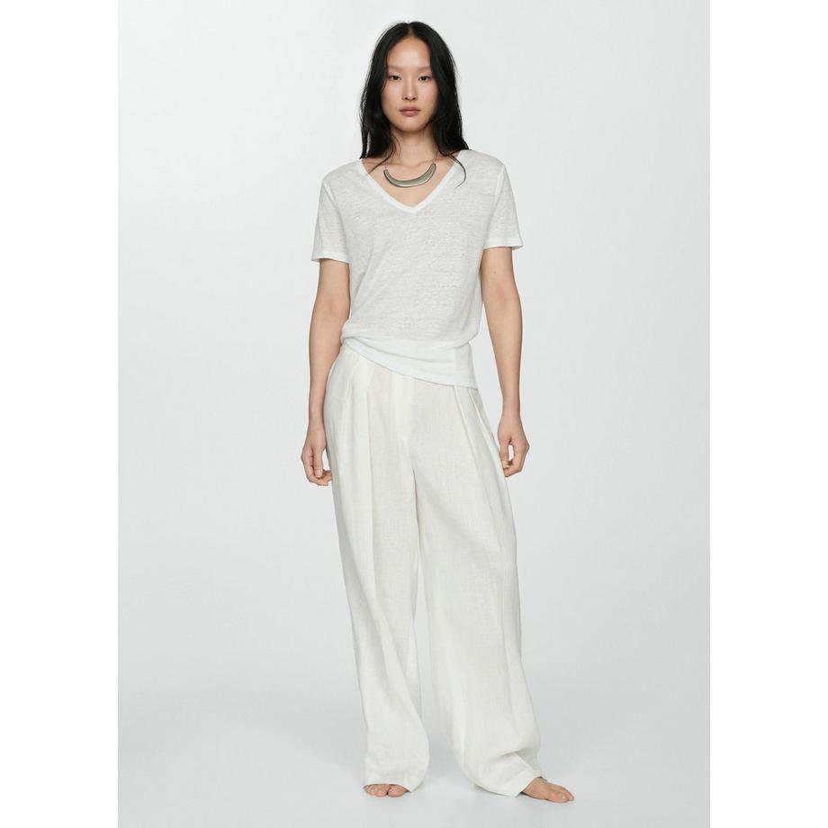 MANGO Linito V-Ausschnitt Kurzarm T-Shirt  