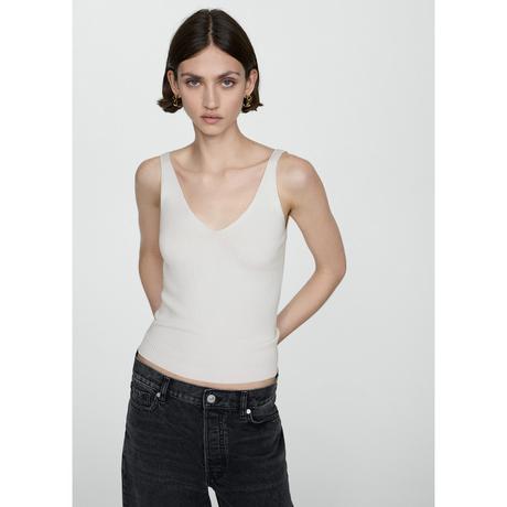 MANGO Gymnasti Top Col V en Maille Fine  