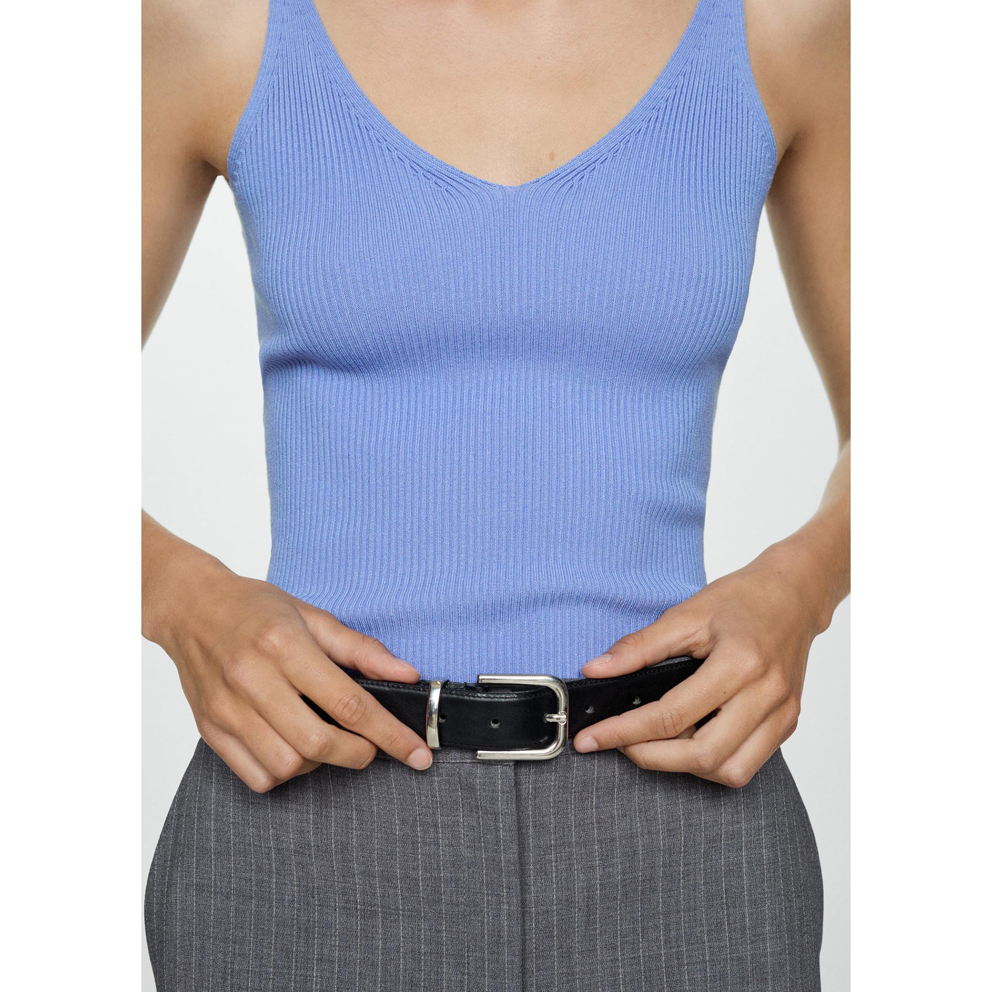 MANGO GYMNASTI Top Scollo a V in Maglia Fine  