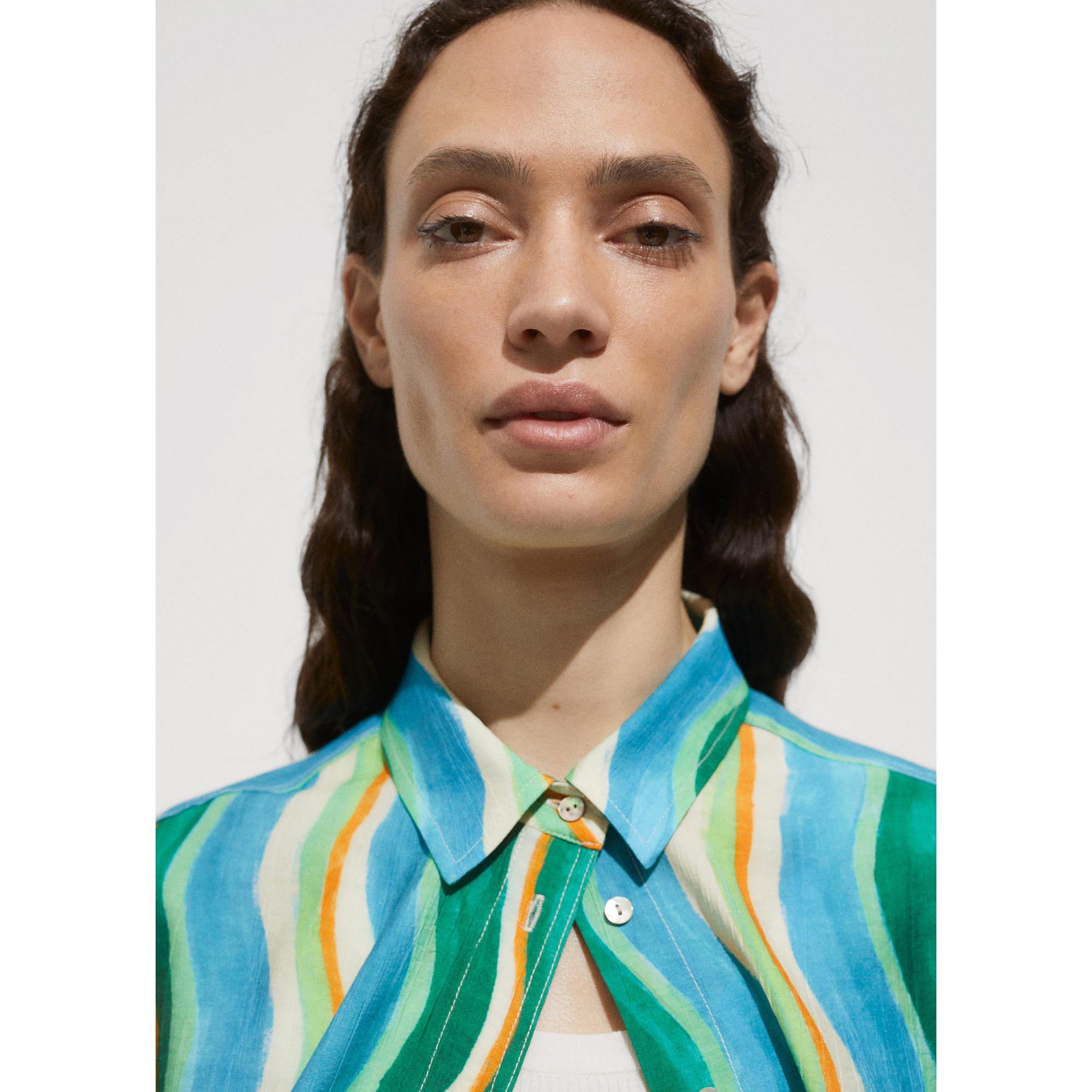 MANGO Mykonos Chemise Manches Courtes Rayée  