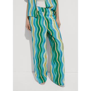 MANGO Mykonos Wavy Striped Wide Leg Hose  