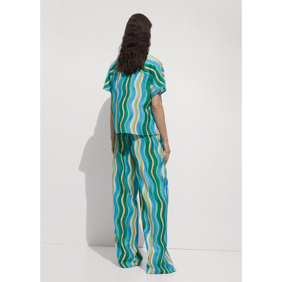 MANGO Mykonos Wavy Striped Wide Leg Hose  