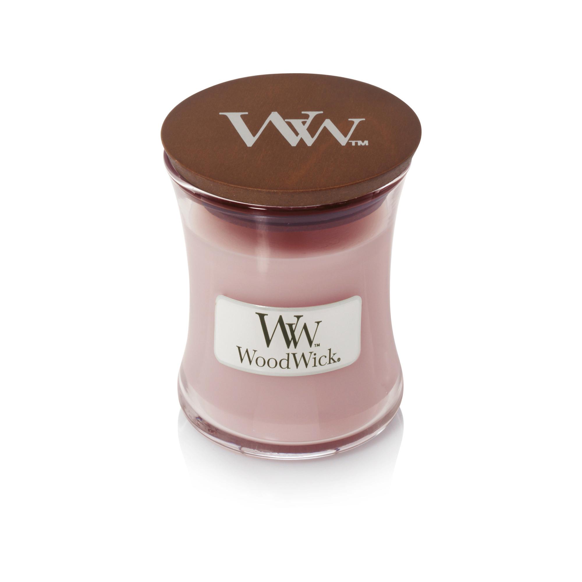 WoodWick Candela profumata in vetro Rosewood 