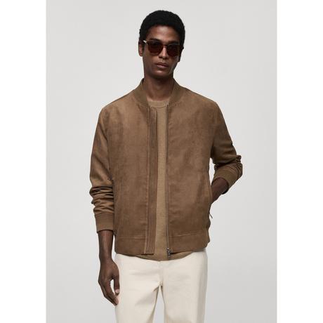 Mango Man Suede-effect bomber jacket Blouson 