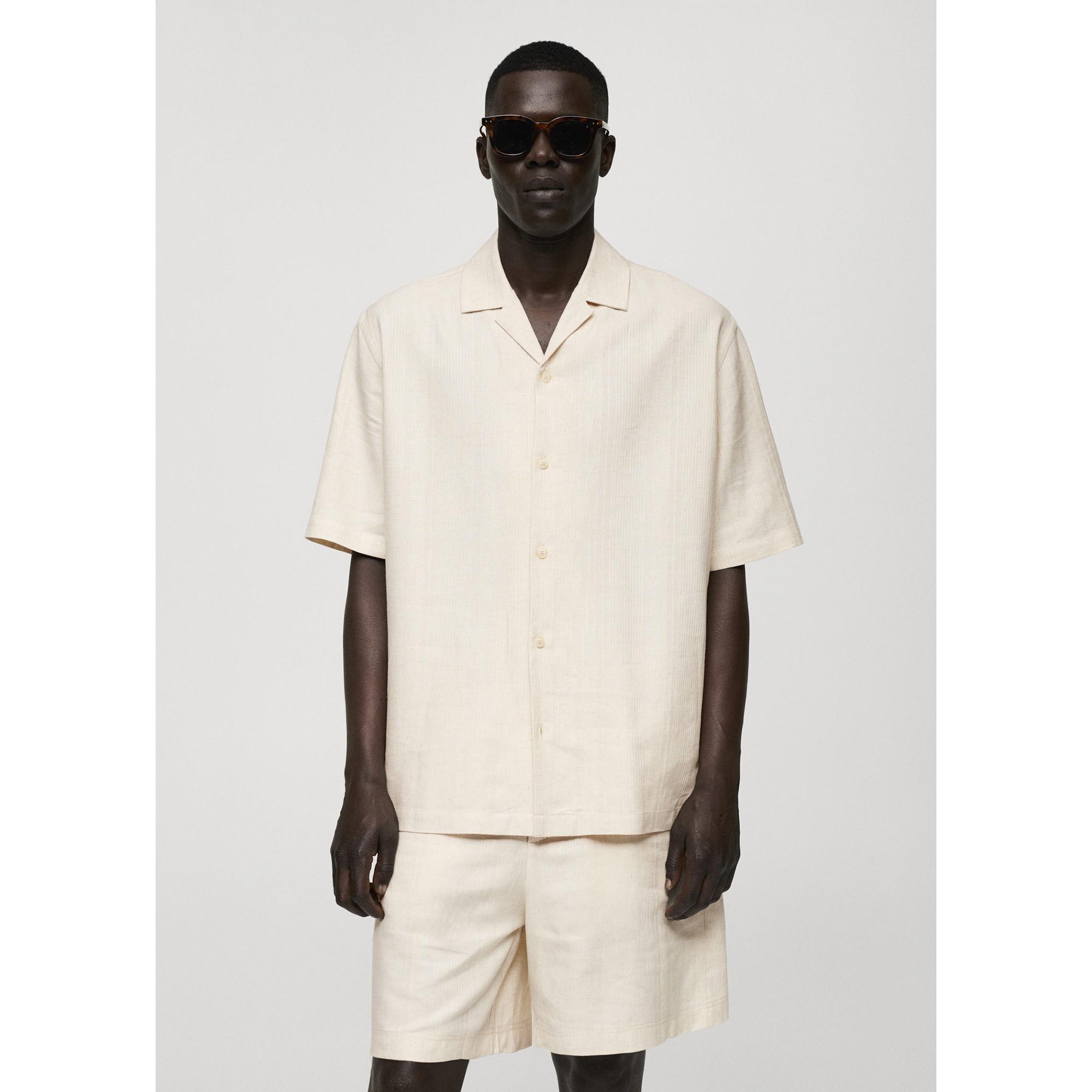 Mango Man Relaxed-fit linen-blend shirt Camicia a maniche lunghe 