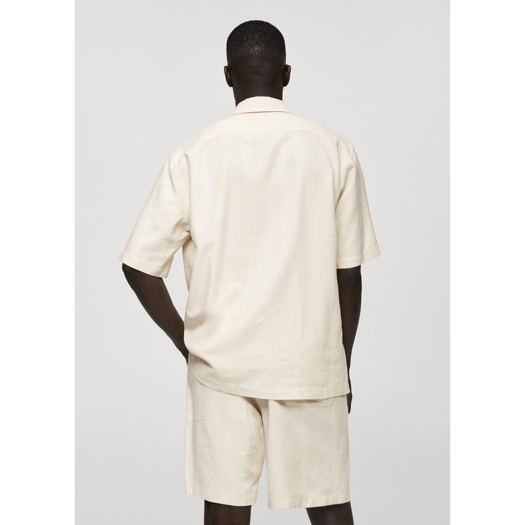 Mango Man Relaxed-fit linen-blend shirt Camicia a maniche lunghe 