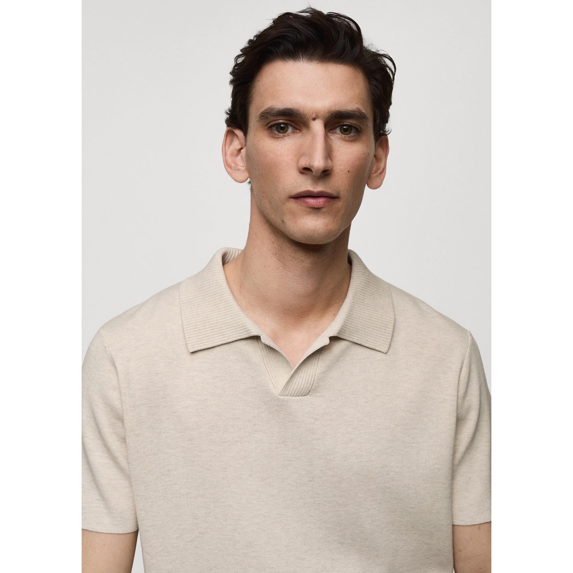 Mango Man Textured cotton polo shirt Polo, maniche corte 