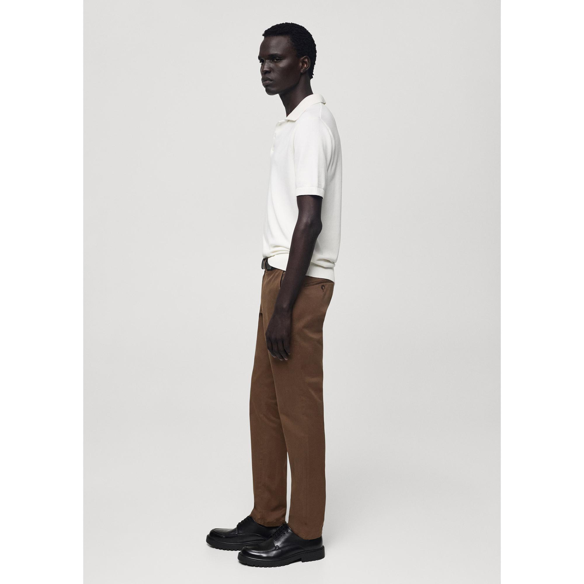 Mango Man Barna Chino Pantalon Tapered Fit  