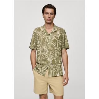 Mango Man Bombay Regular Fit Kurzarmhemd mit Blatt-Print  