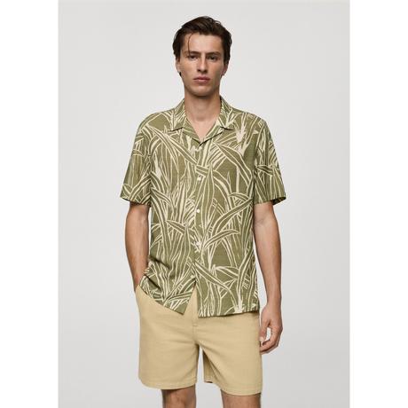 Mango Man Bombay Regular Fit Kurzarmhemd mit Blatt-Print  