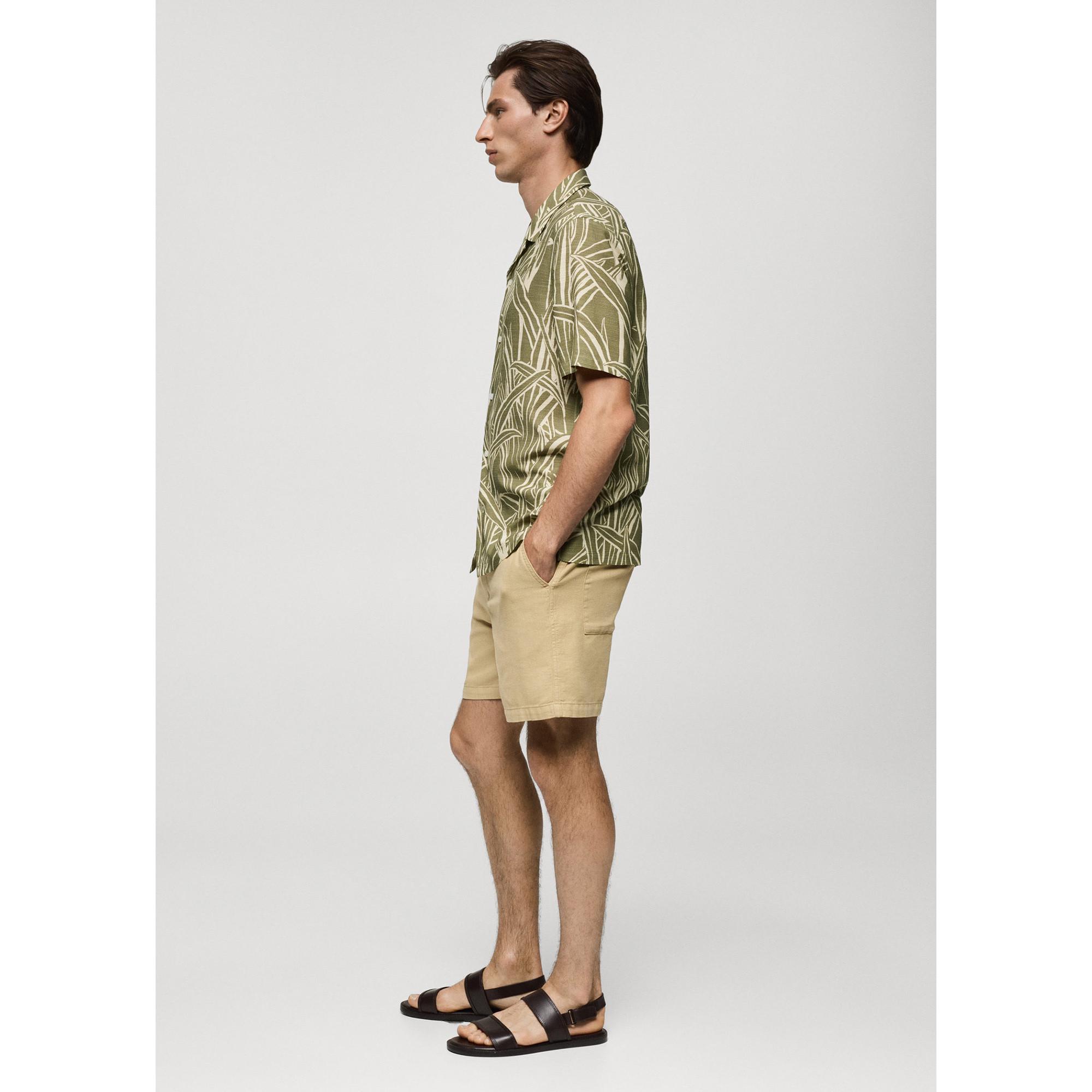 Mango Man Bombay Regular Fit Kurzarmhemd mit Blatt-Print  