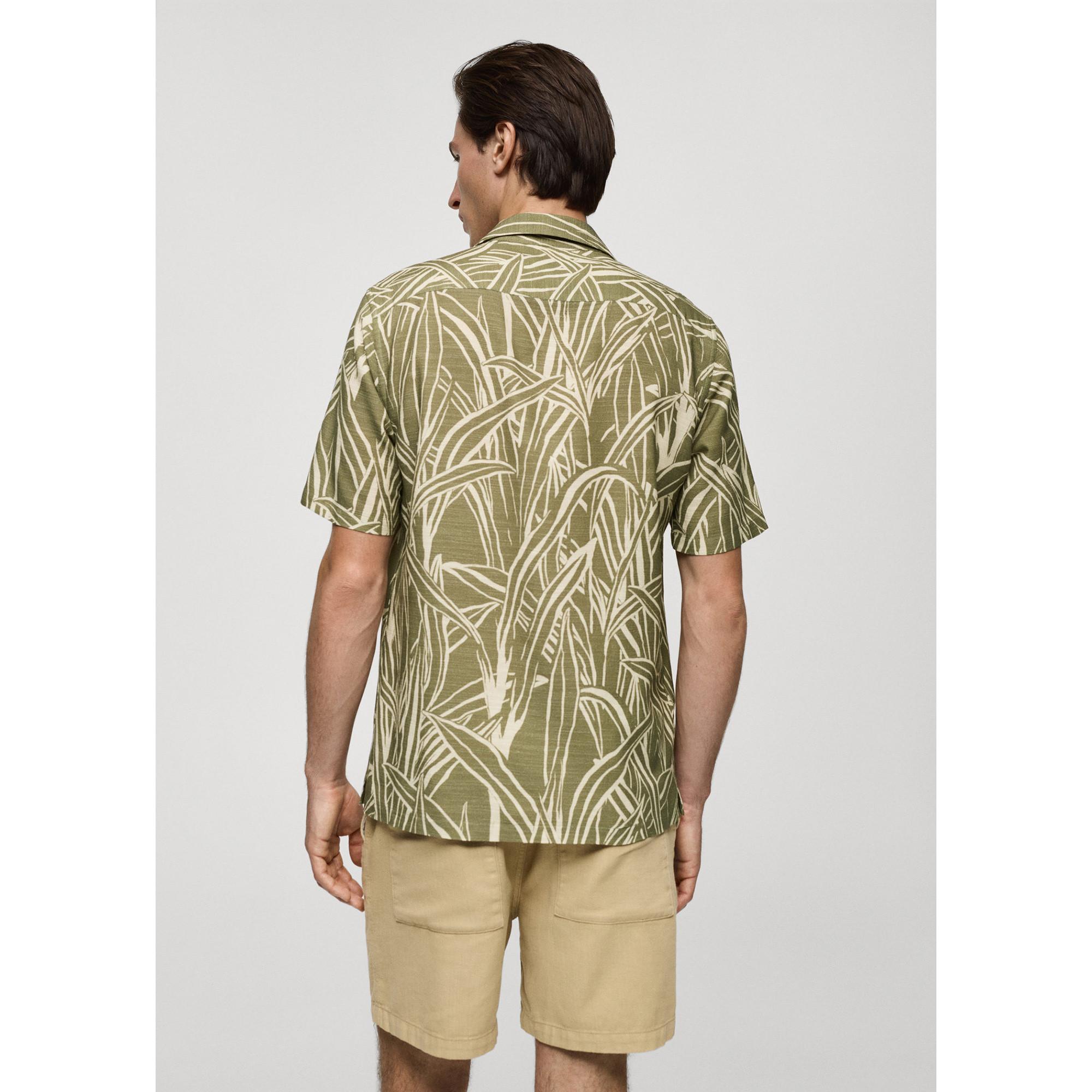 Mango Man Bombay Regular Fit Kurzarmhemd mit Blatt-Print  