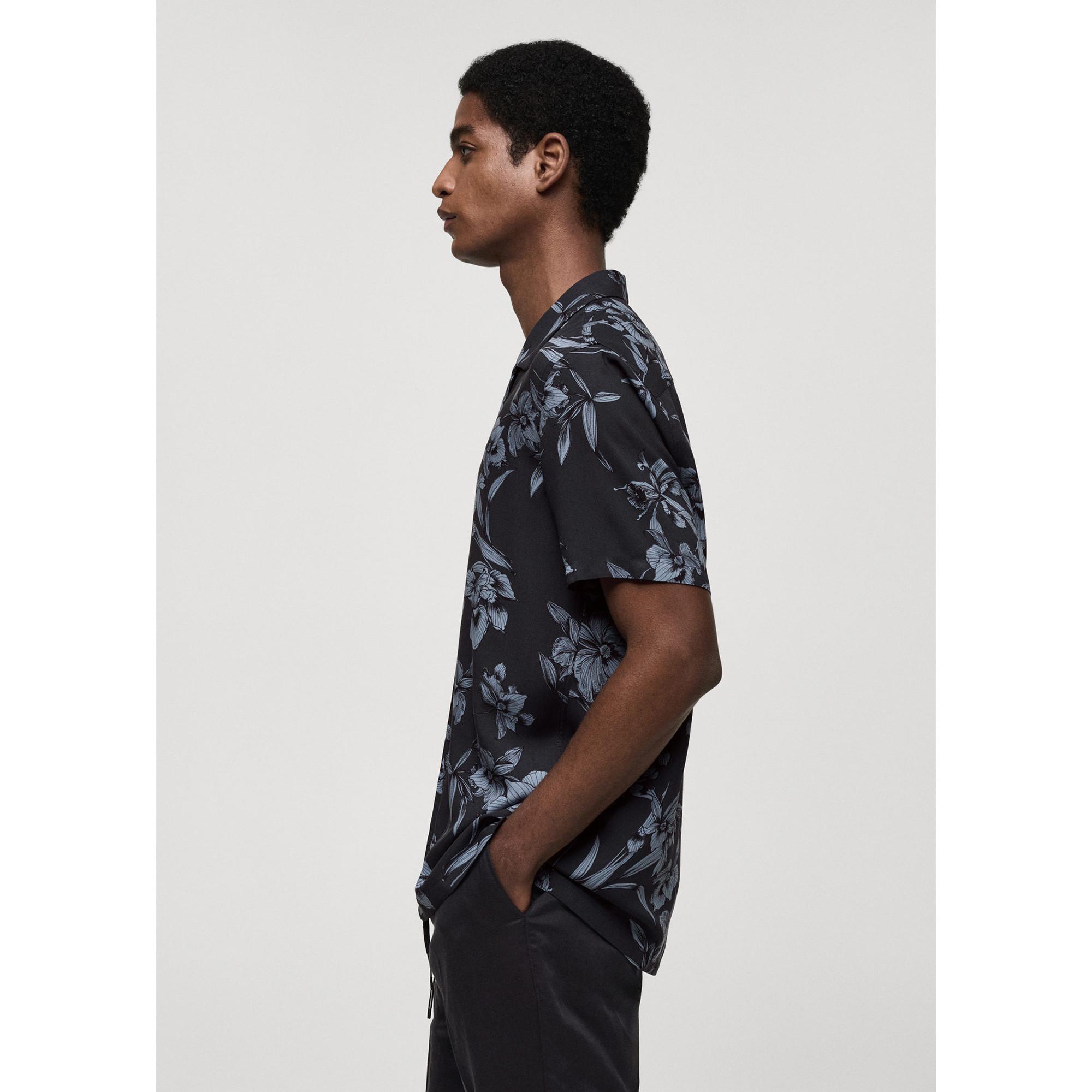 Mango Man PARMA Blumenmuster Kurzarmhemd  