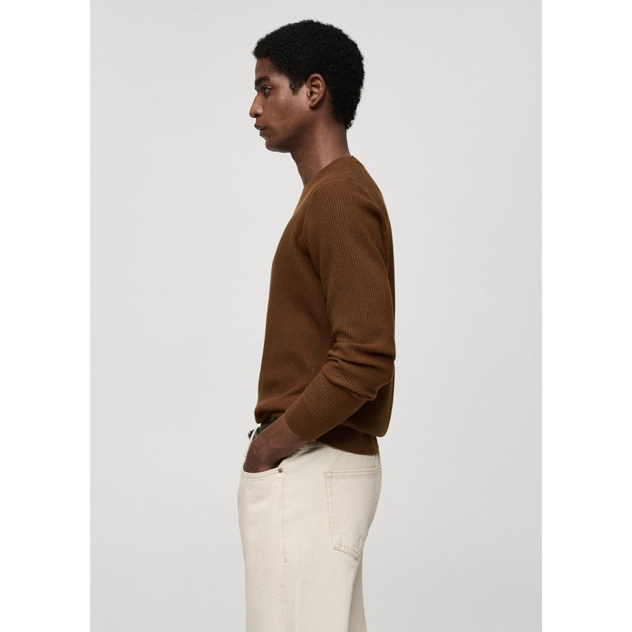 Mango Man Antigua Felpa Girocollo in Maglia a Costine  