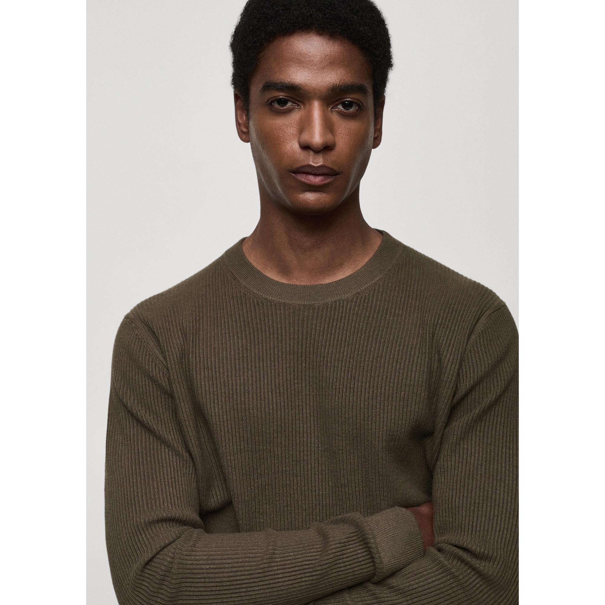 Mango Man Antigua Geripptes Rundhals-Sweatshirt  