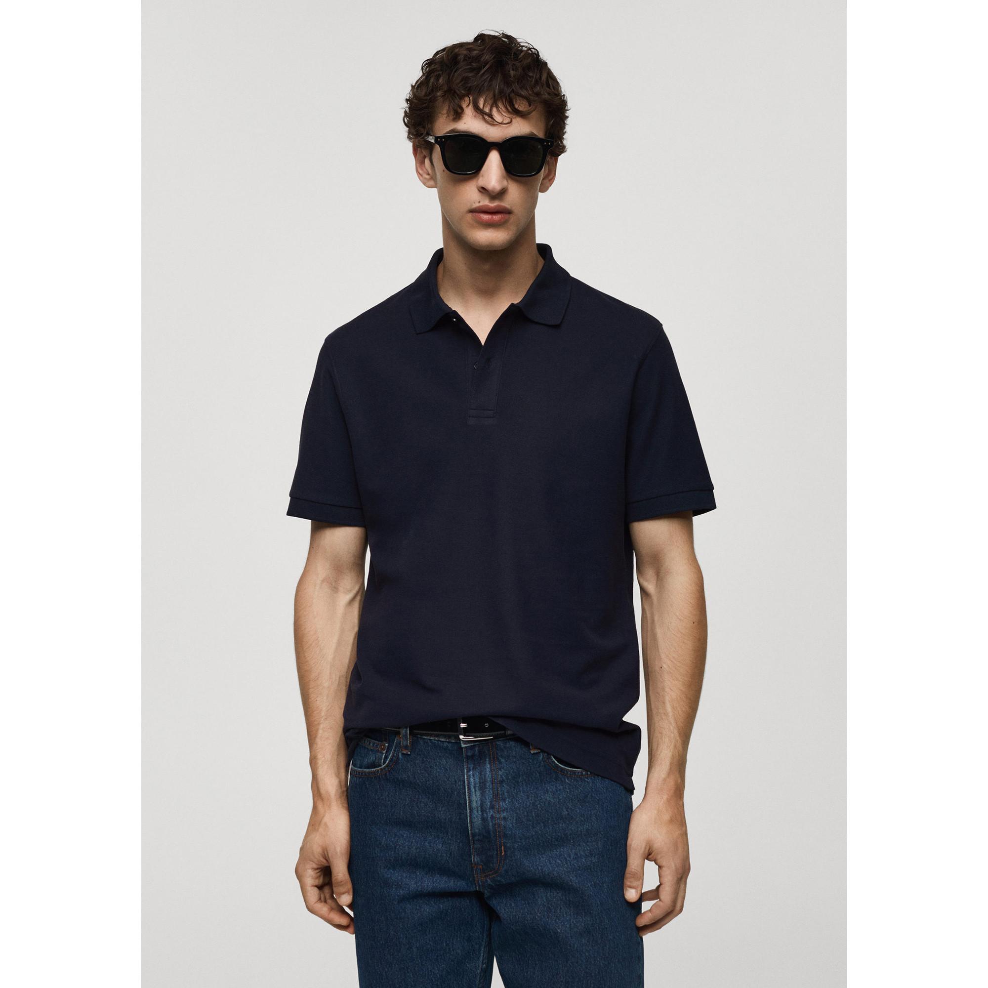 Mango Man 100% cotton pique polo shirt Poloshirt, kurzarm 