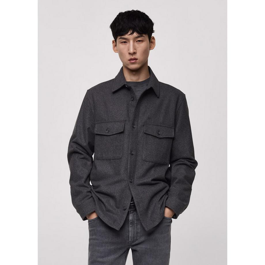 Mango Man Margon Regular Fit Overshirt in Misto Lana  