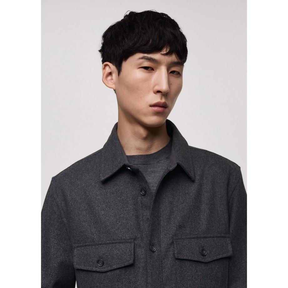 Mango Man Margon Regular Fit Overshirt in Misto Lana  