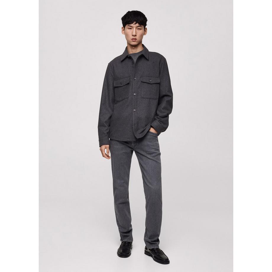 Mango Man Margon Regular Fit Overshirt in Misto Lana  