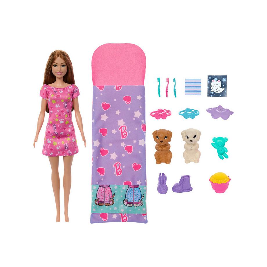 Barbie  Puppe und Welpen Pyjama-Party-Spielset 