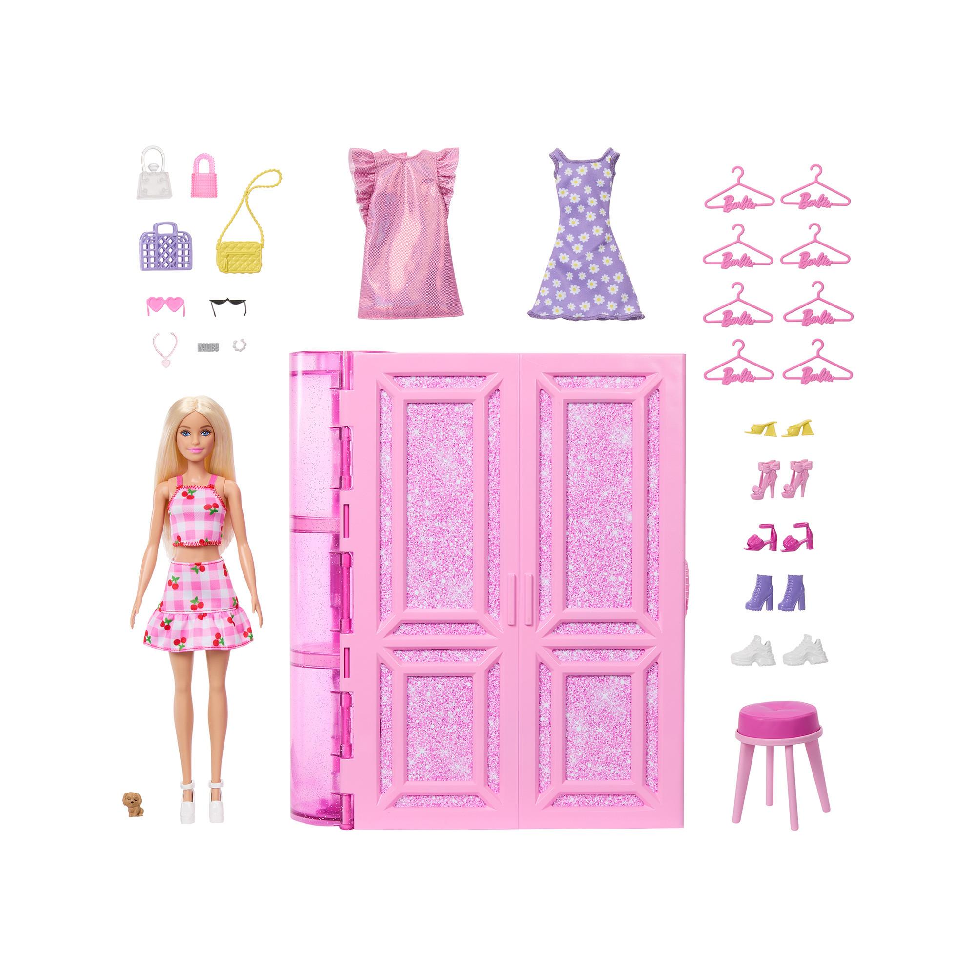 Barbie  Traumkleiderschrank mit Puppe, Spielset und Accessoires 