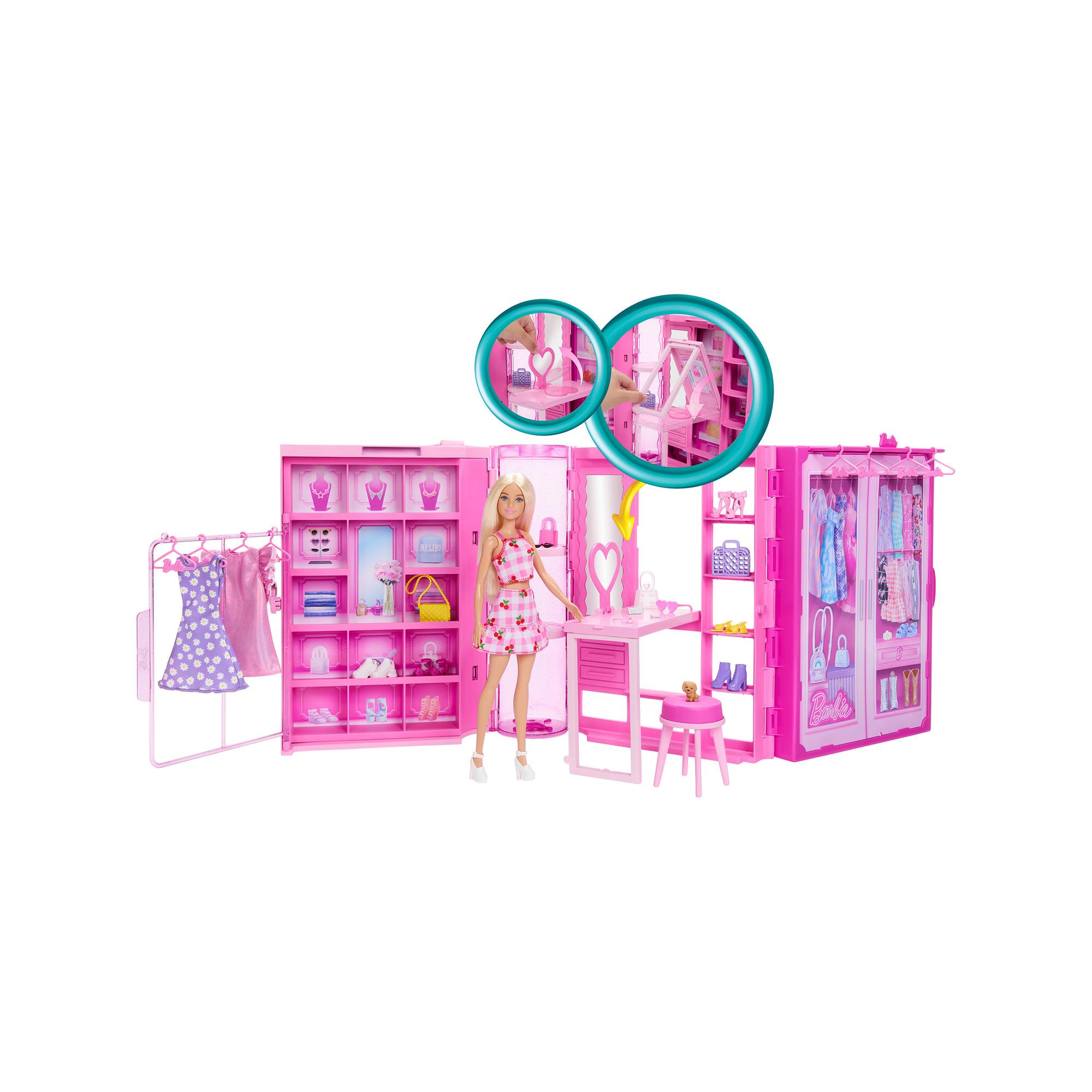 Barbie  Traumkleiderschrank mit Puppe, Spielset und Accessoires 