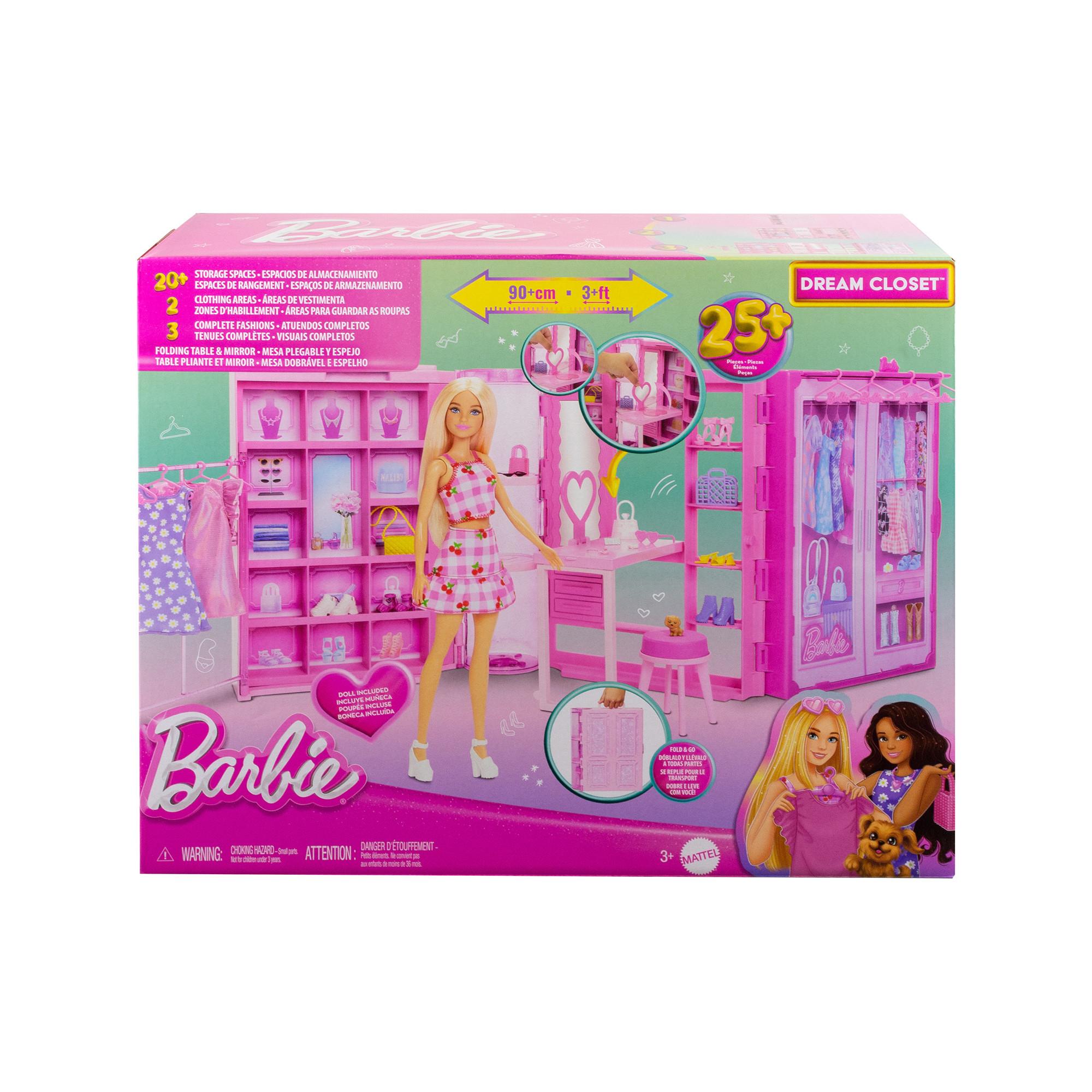 Barbie  Armoire de rêve avec poupé, Set de jeu et accessoires 
