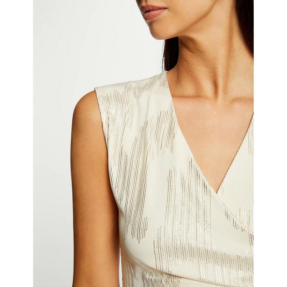 MORGAN Top Sans Manches Côtelé Col V  