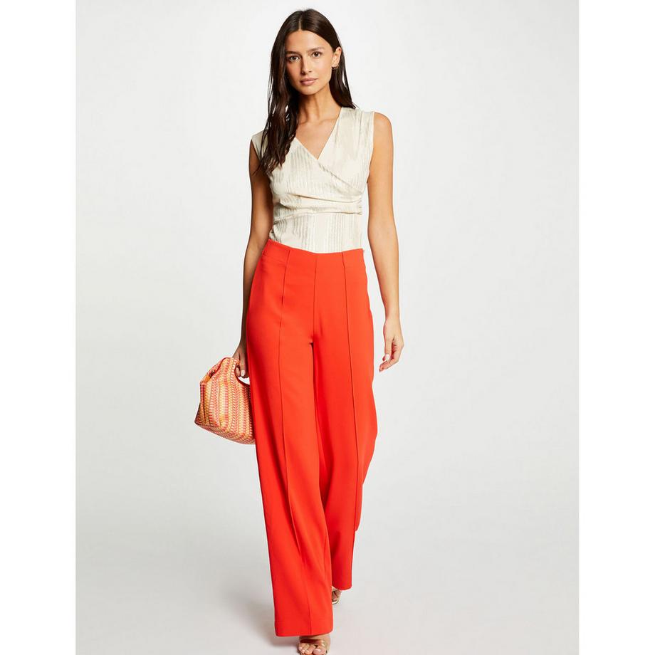 MORGAN Top Sans Manches Côtelé Col V  