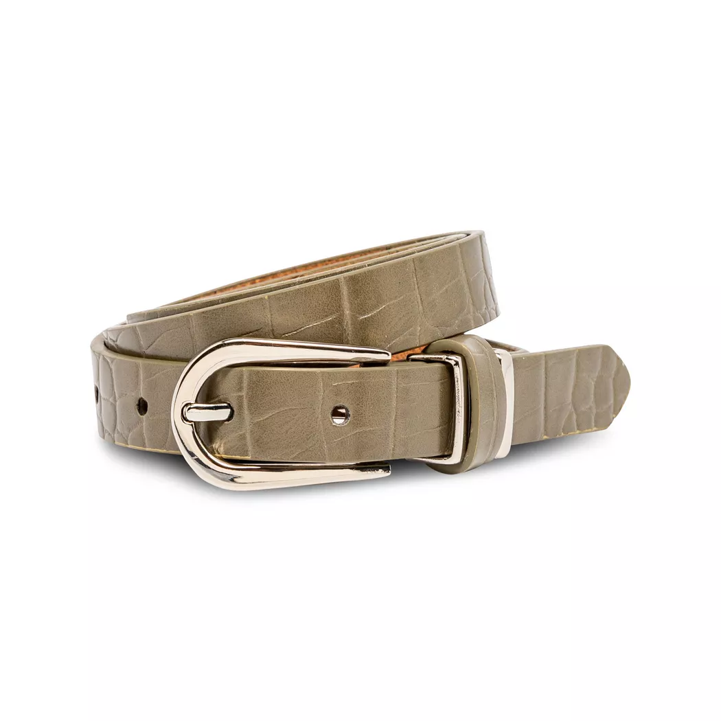 Manor Woman Narrow Faux Leather Belt Women's Olive Green Size 95