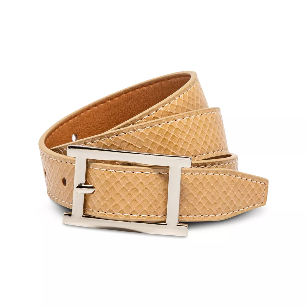 Manor Woman Narrow Faux Leather Belt Beige 85