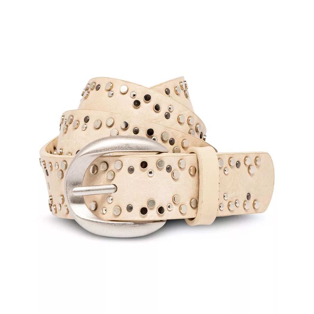 Manor Woman Wide Faux Leather Belt Studs Offwhite Size 95
