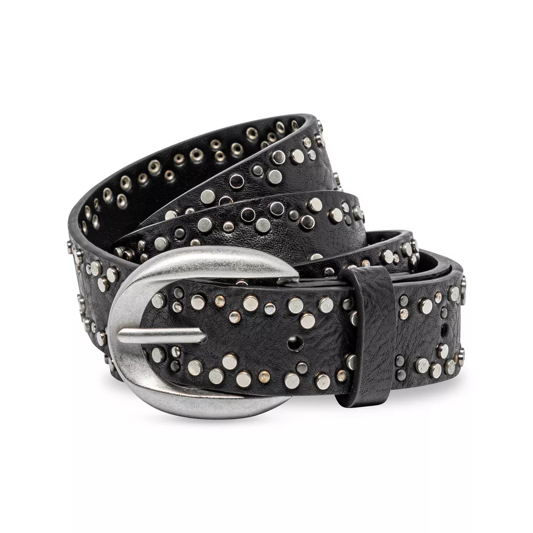 Manor Woman Wide Faux Leather Belt with Studs Black Size 80