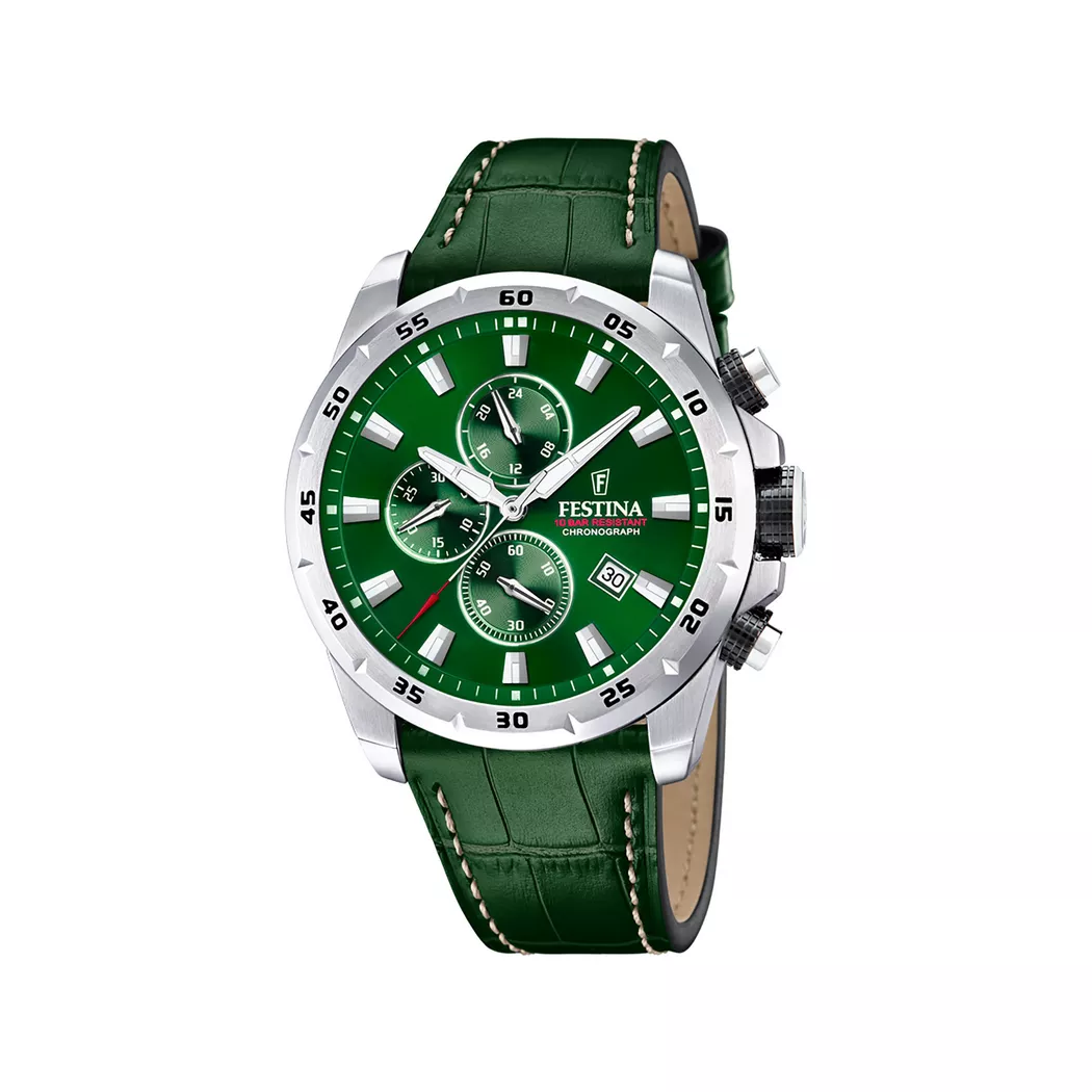 Festina Timeless Chronograph Watch Green 45mm