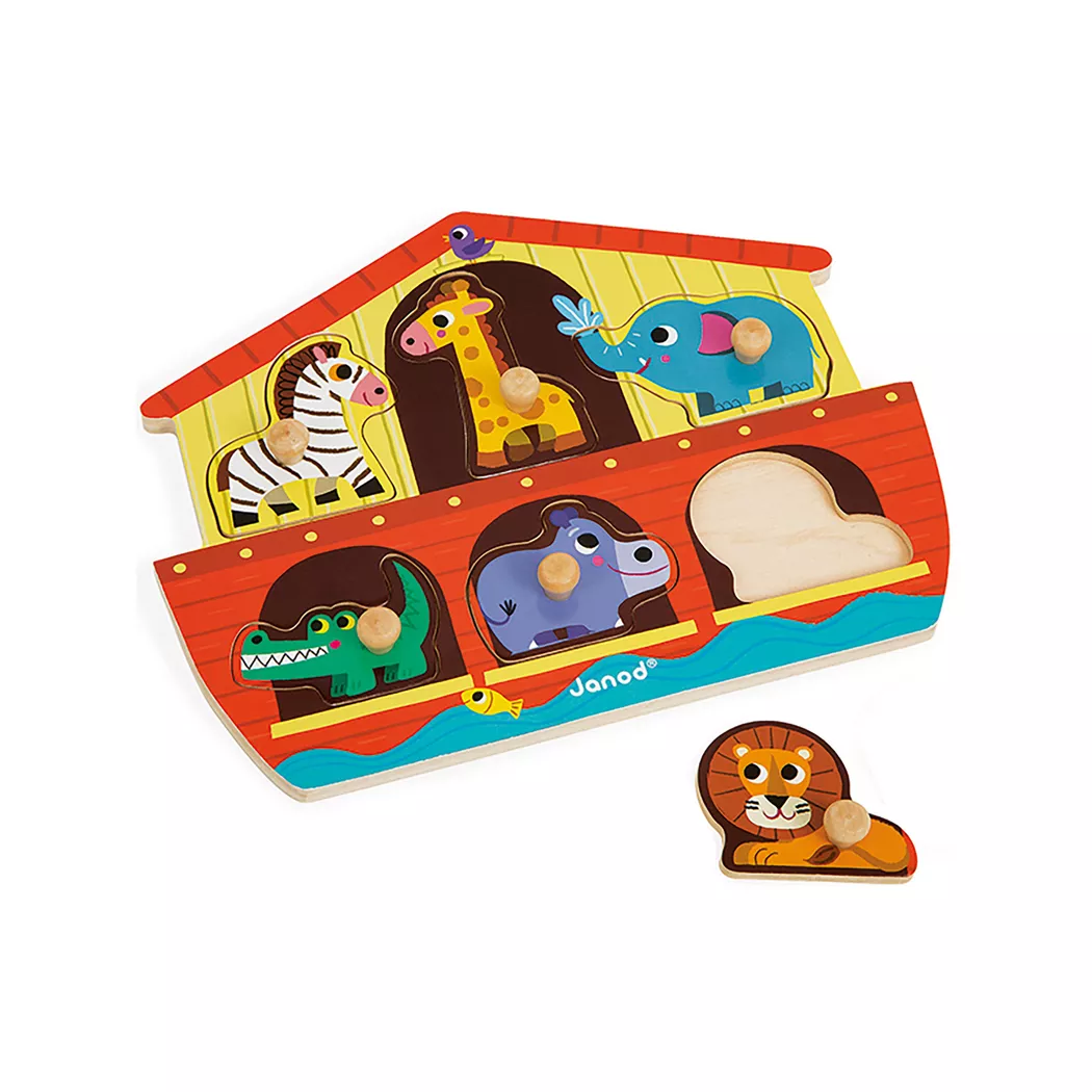 Janod - Steckpuzzle Arche Noah, 6 Teile, Multicolor