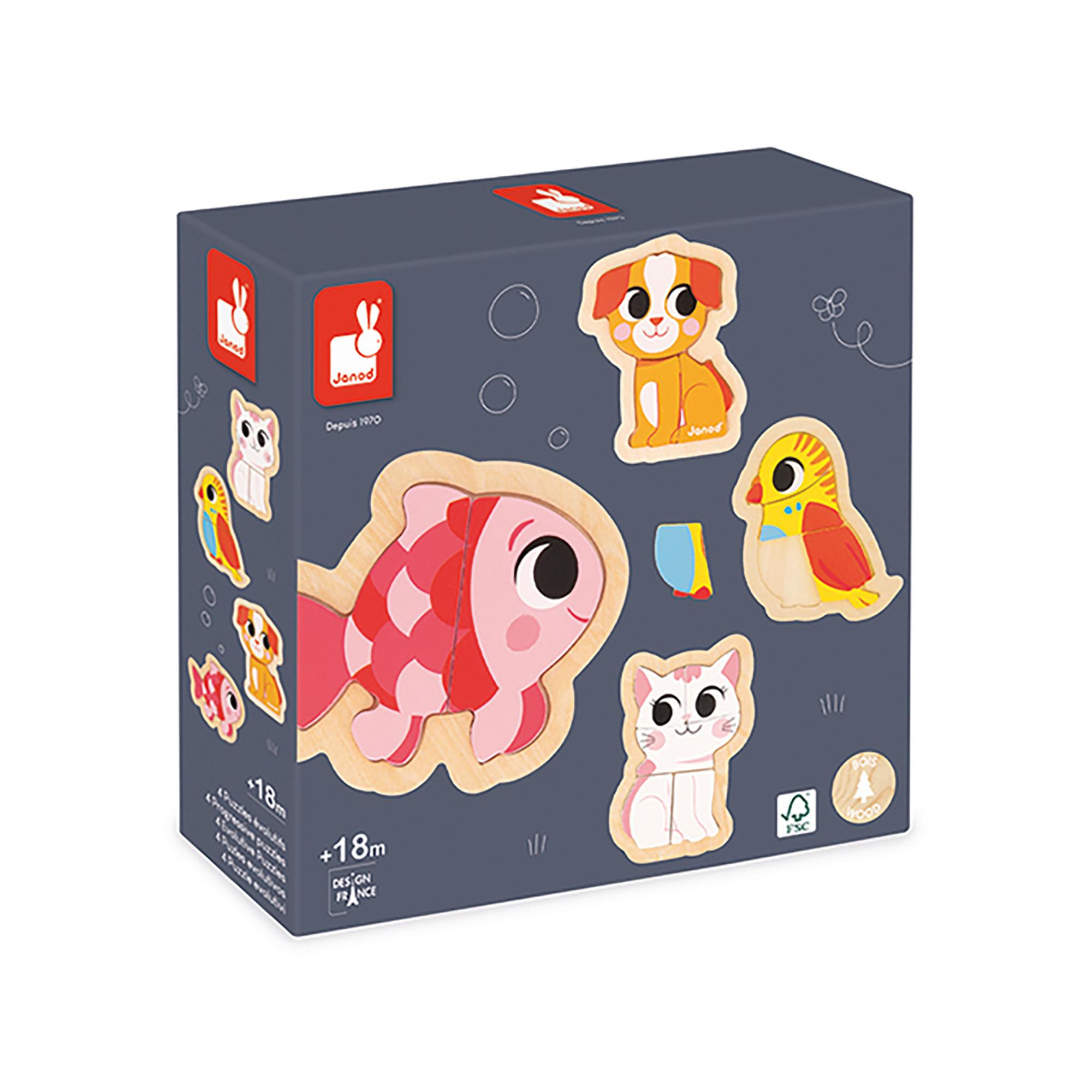Janod  4 Puzzles Haustiere 