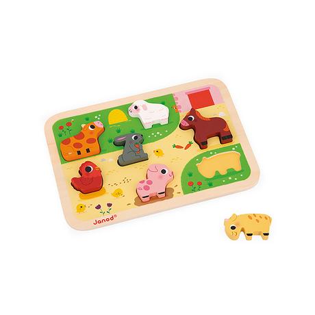 Janod  Puzzle cubes a la Ferme, 7 pièces 