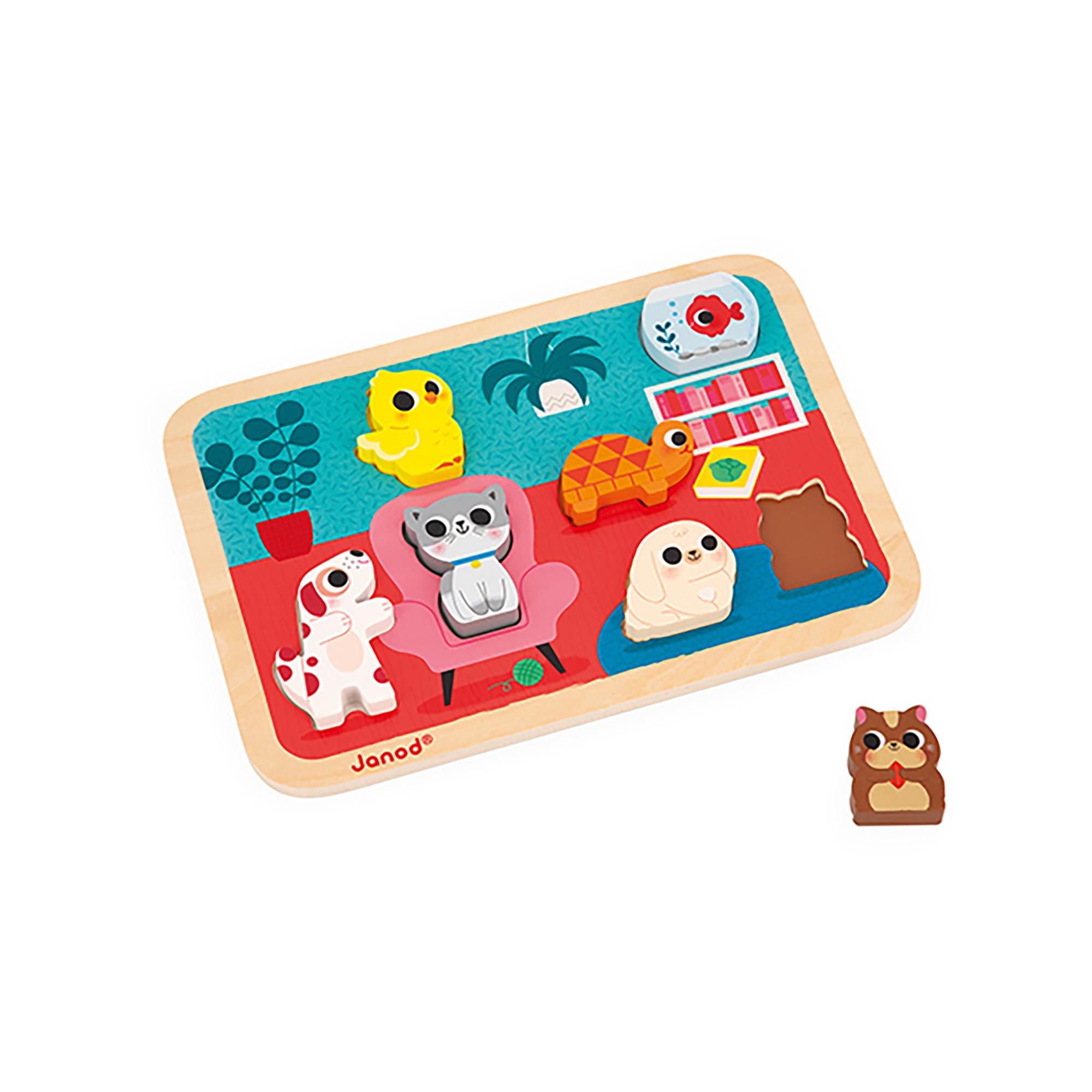 Janod  Puzzle cubes Animaux, 7 pièces 