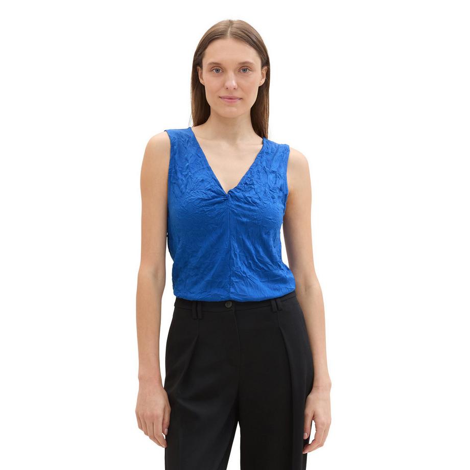 TOM TAILOR Crinkle Top Senza Maniche Scollo a V  