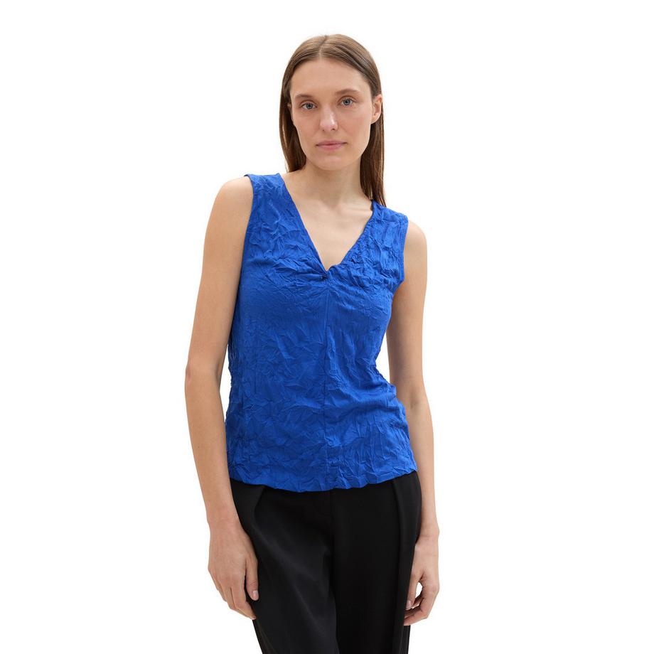 TOM TAILOR Crinkle Top Senza Maniche Scollo a V  