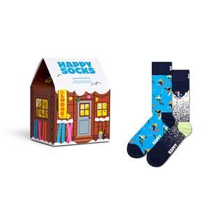 Happy Socks 2-Pack Skiing Chalet Gift Set Chaussettes hauteur mollet 