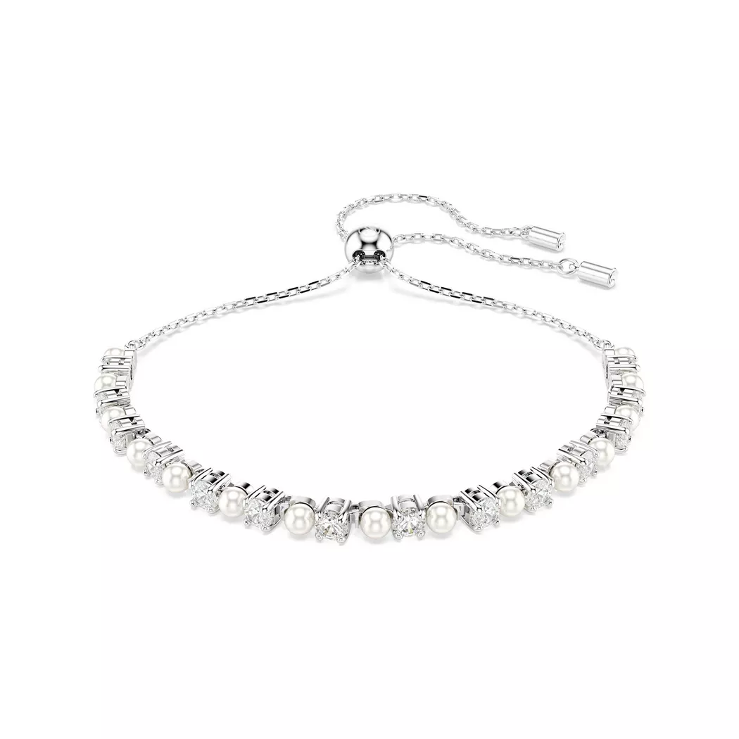 Armband SWAROVSKI "Schmuck Geschenk Matrix Armkette" Gr. M, silber (metallfarben, kristallweiß, weiß, kristallweiß), Armbänder, Damen, M, Metall Perlen, Metall, Perlen, Armband, mit Swarovski Kristall - mit Swarovski Perle 4