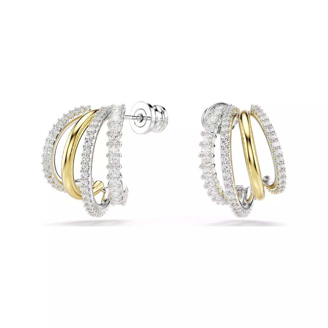 Paar Creolen SWAROVSKI "Schmuck Geschenk Hyperbola Ohrringe", gold (metallfarben, gelbgoldfarben, kristallweiß, kristallweiß), Ohrringe, Damen, Metall, mit Swarovski Zirkonia (synth.)