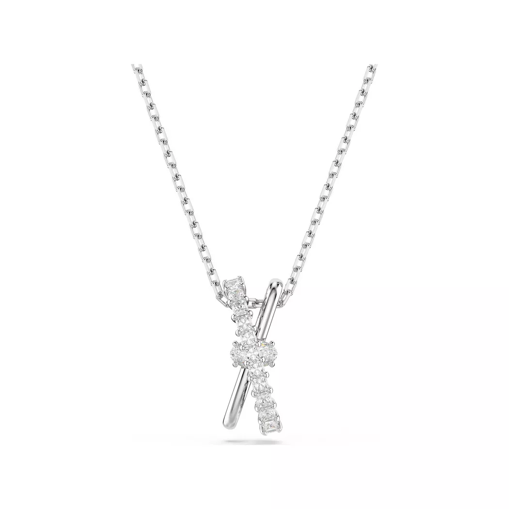 Kette mit Anhänger SWAROVSKI "Schmuck Geschenk Halskette Hyperbola Twist", silber (metallfarben, kristallweiß), Halsketten, Damen, Metall, L: 45, mit Swarovski Zirkonia (synth.) 2