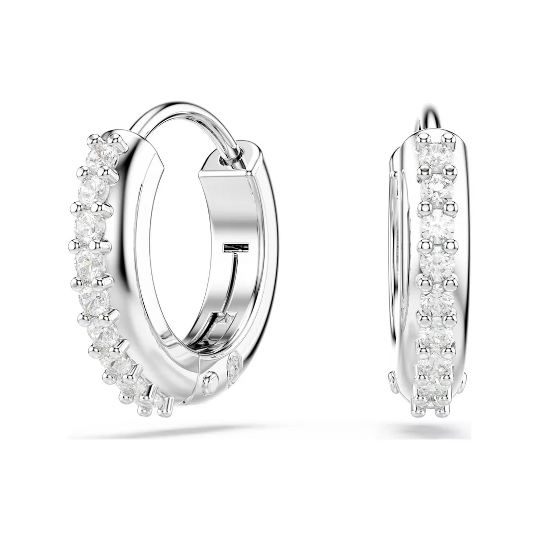 Paar Creolen SWAROVSKI "ERROR:N/A" Gr. S, silber (metallfarben, kristallweiß, kristallweiß), Ohrringe, Damen, S, Metall, mit Swarovski Zirkonia (synth.)