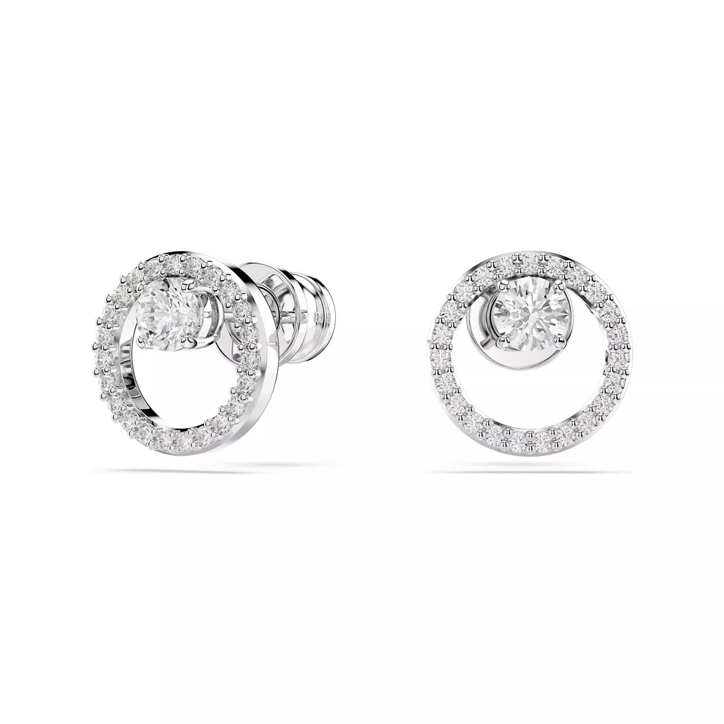 Paar Ohrstecker SWAROVSKI "Constella Pavé", silber (metallfarben, kristallweiß, kristallweiß), Ohrringe, Damen, 10,2mm, Metall, mit Swarovski Zirkonia (synth.)